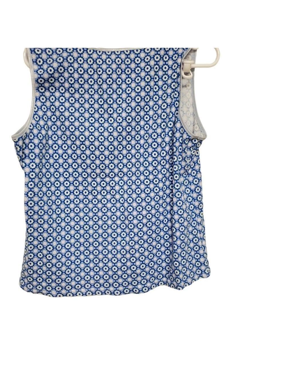 Rebecca Malone Blue Floral Cotton Tank Top Size Large - Picture 2 of 6